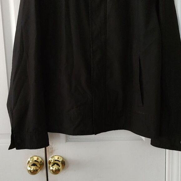 Perry Ellis Black Water Resistant Zip Rain Jacket Coat Sz L - Picture 2 of 6
